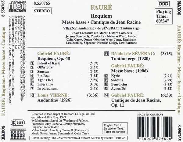 Fauré / Vierne / De Séverac Summerly – Requiem • Messe Basse • Cantique Carousel 2