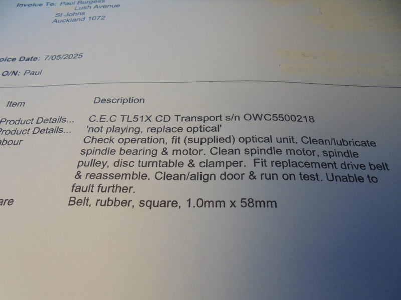 CEC TL51X BELT DRIVE HIGH END CD TRANSPORT WITH NEW LASER AND BELT JUST FITTED Carousel 13