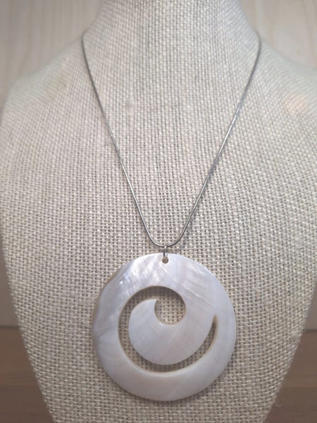 Beautiful Carved Shell Pendant & '925' Silver Snake Chain - Jewellery Clearance Carousel 2