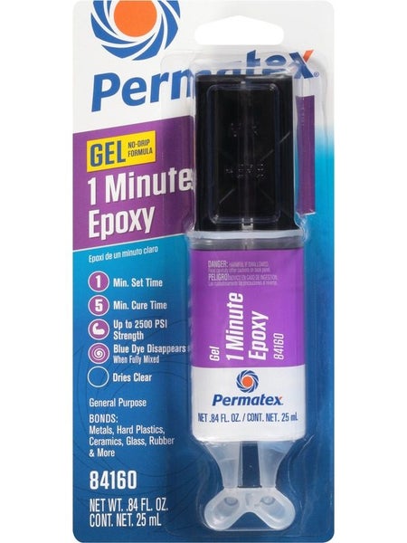 2 x Permatex General Purpose 1 Minute Epoxy Clear Syringe 25ml Carousel 2