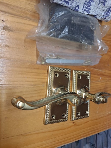 Antique brass door handle set (polished) Carousel 2