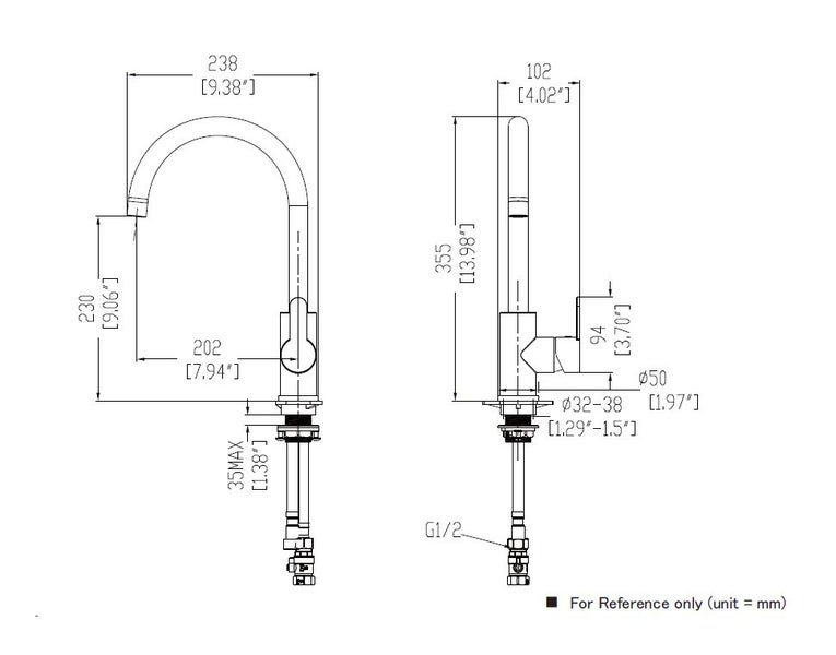 Clearance-Elementi Pia Gooseneck Kitchen Mixer-Mains/Low Pressure/Multi Pressure62863865790978113
