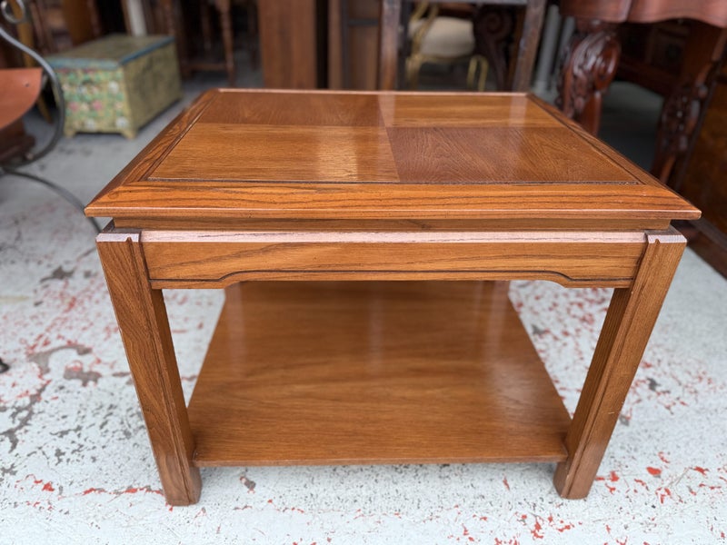 A Vintage Canadian Solid Elmwood Side Table Carousel 1