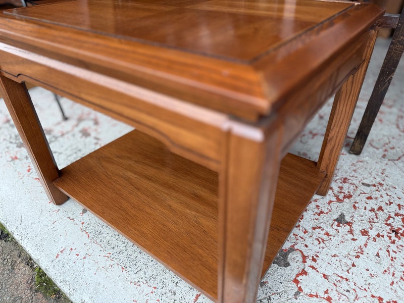 A Vintage Canadian Solid Elmwood Side Table Carousel 20