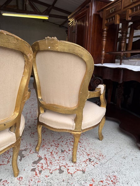 A Quality PAIR Italian Antique Gold Gilt Arm Chairs Carousel 20