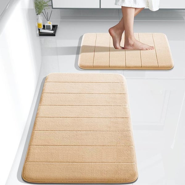 COMFEYA 2 Pack Bath Mat Set - Beige Carousel 1