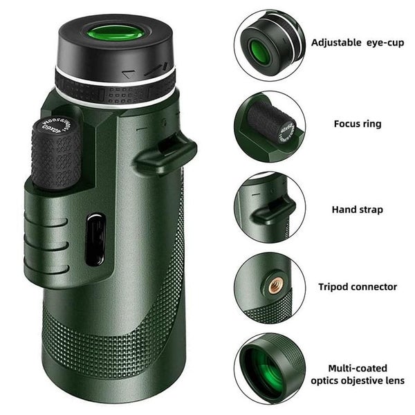 Parallel High Power Hd Monocular With Night Vision Clip & Tripod 40X60 Carousel 2