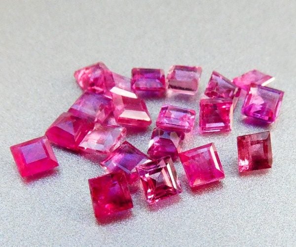 $1RE 2.76CT BEAUTIFUL PRINCESS CUT 100% NATURAL RED RUBY LOT Carousel 1