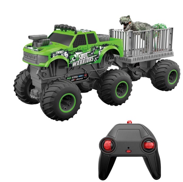 Large Green Wheeled Off Road Vehicle Green with Trailer (Including T-REX Dino... Carousel 1