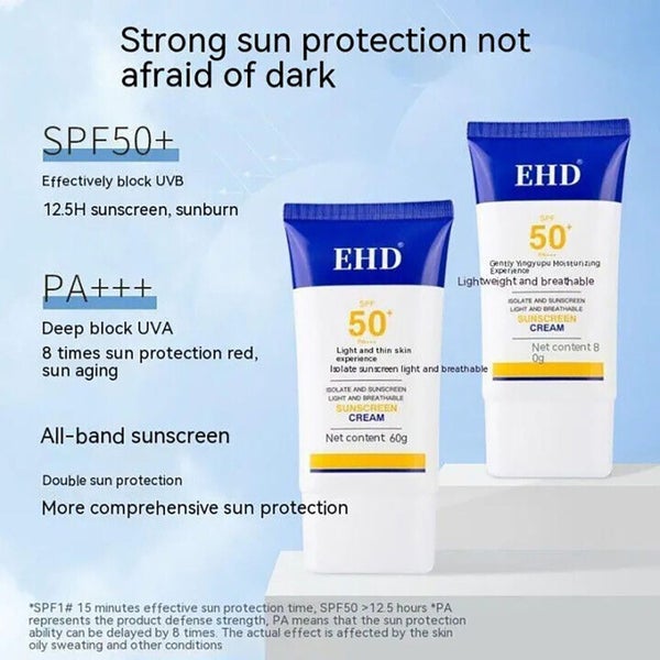 2PCS EHD Sunscreen Spf50, EHD SPF 50 Sunscreen Cream EHD Face Sunscreen Carousel 13