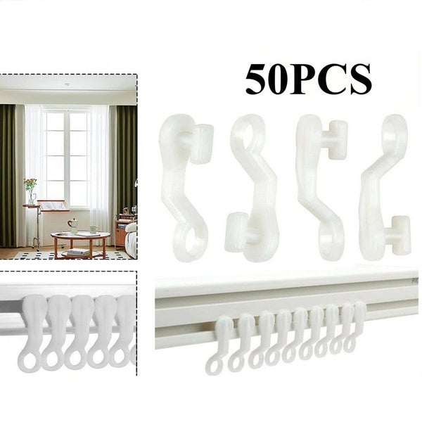 50pcs Curtain Track Gliders Extendable Universal Slider Runners Rail Hooks Carousel 2