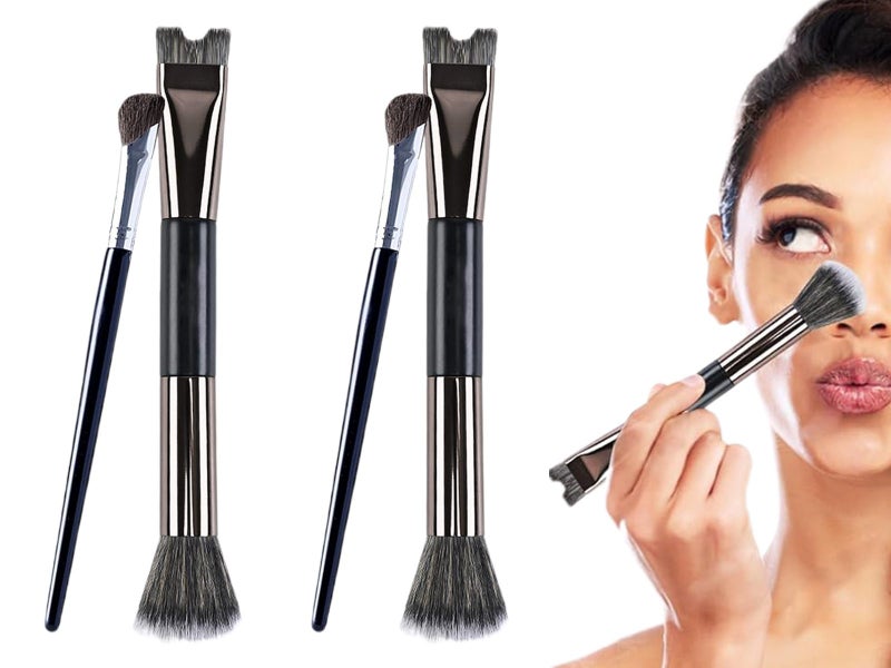 2X 2-In-1 Nose Contour Brushes Brush Fluffy Brush Angled Tilt Brush Nose Brushes Carousel 1