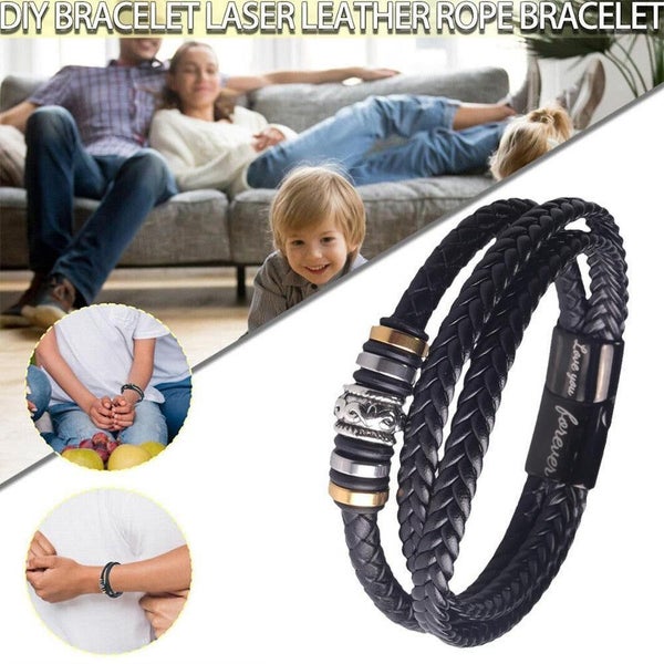 To My Son Love You Forever Leather Braided Bracelet Wristband Card + Gift N4Z7 Carousel 1