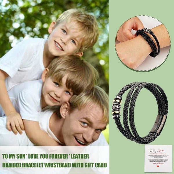 To My Son ' Love You Forever ' Leather Braided Bracelet Wristband J3 Gift C T0U2 Carousel 1
