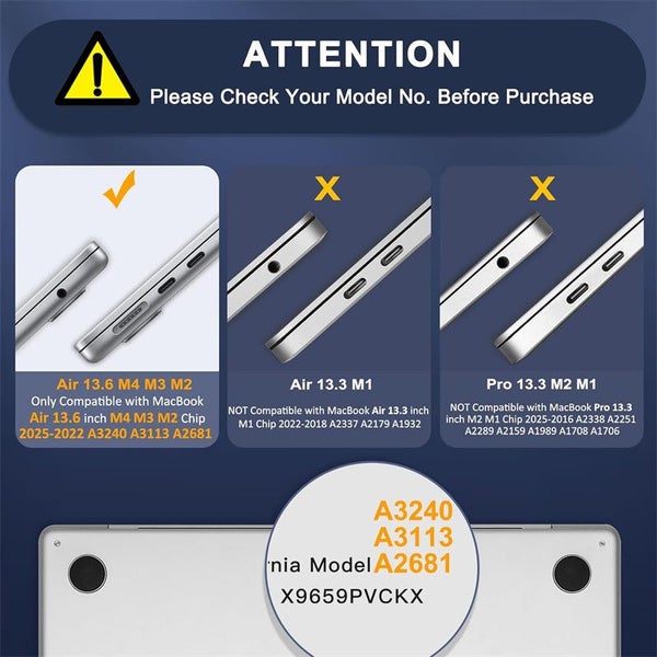 MacBook Air 13.6 inch 2025 M4 A3240 Heavy Duty Honeycomb Hard Shell-Black Carousel 2