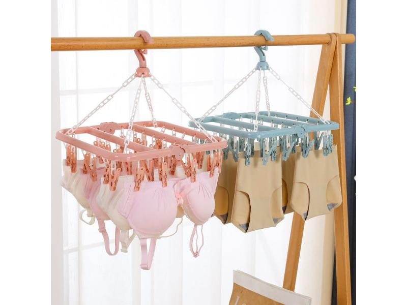 32 Clips Folding Clothes Dryer Hanger For Children Adults Carousel 1