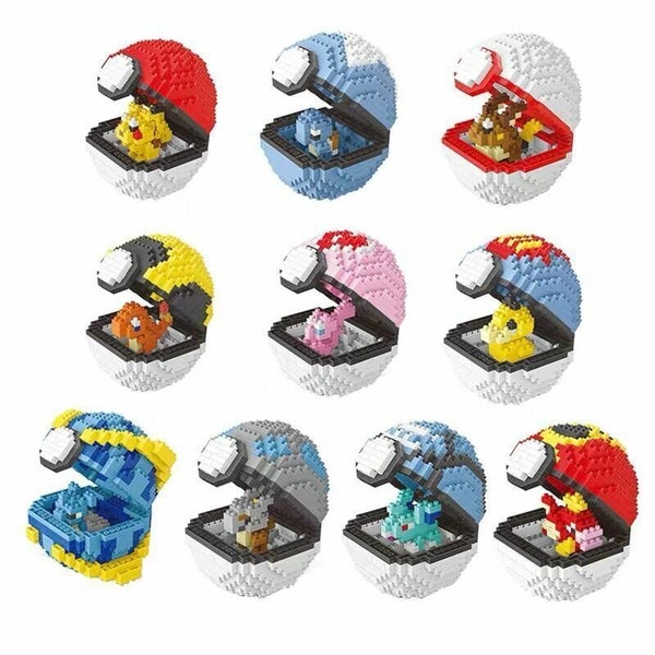 Unique Poke'mon Picachu Pokeball Compatible Mini Nano Blocks Toy Gift Carousel 2
