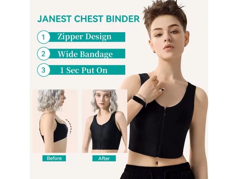 Chest Binder With Front Zipper Short Breathable For Lesbian Carousel 2