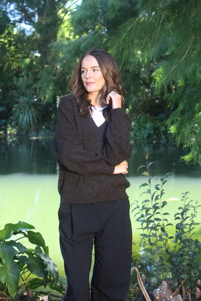 Possum Merino Cavern V Neck Jumper Carousel 1