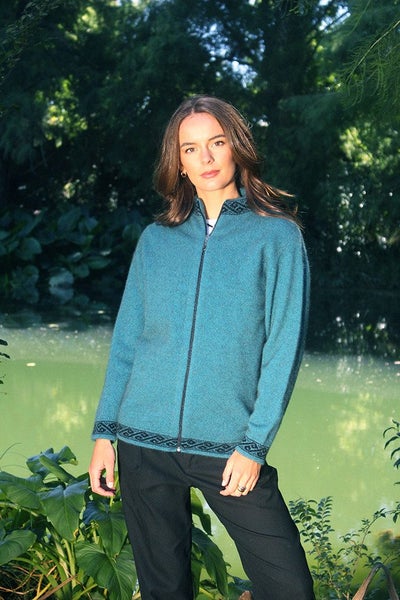 Possum Merino Motif Zip Cardigan Carousel 2