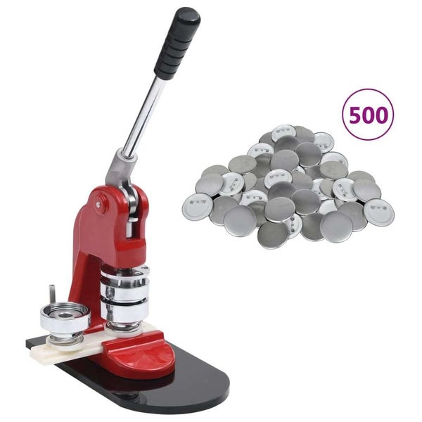 vidaXL Badge Button Maker with 500 pcs Pinback Button Parts 58 mm Carousel 1