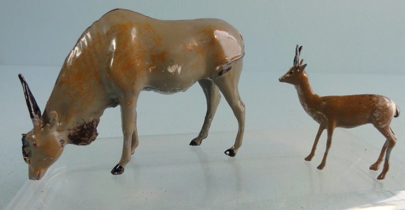 Vintage Britains Zoo Lead Animals: Gazelle & Eland Bull Carousel 1