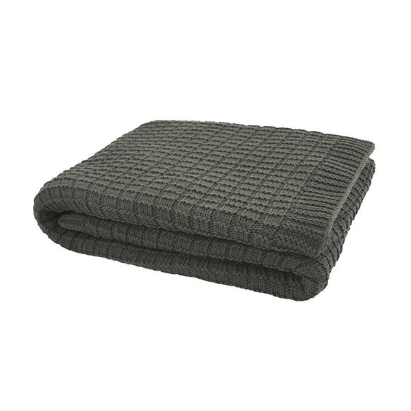 Bambury Tanami knitted Throw Rug Moss Carousel 1