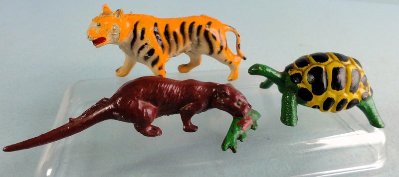 Vintage John Hill Zoo Lead Otter with Fish, Tortoise & Tiger Carousel 1