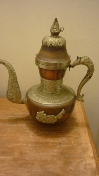 TURKISH COPPER & SILVER COFFEE POT Carousel 1
