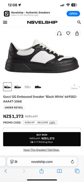 Gucci GG Embossed Sneaker 'Black White' original size 44 UK 10 Carousel 10