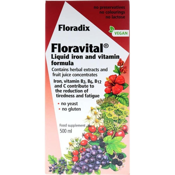 Floradix Floravital Iron & Vitamin Formula Vegan & Gluten Free Tonic 500mL Carousel 1