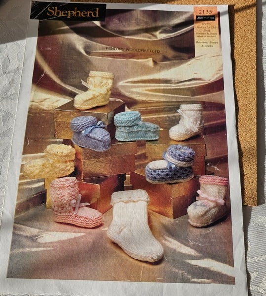 Shepherd Booties & Socks, Shoes Knitting Pattern 4ply & 8ply Carousel 1