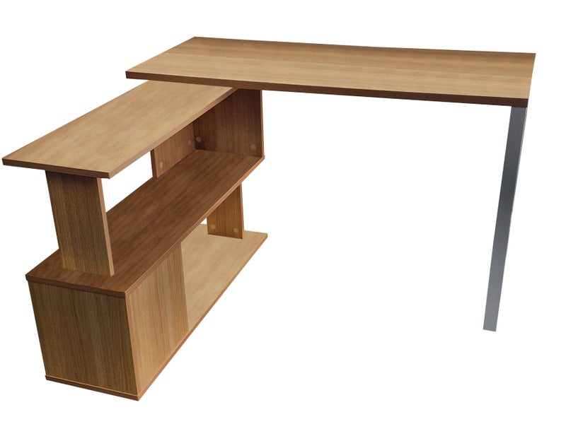 Oak colour L Shaped Office Desk with Bookcase Carousel 5