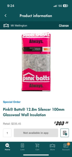 Pink Batts Silencer Acoustic Wall Insulation– Great Condition! $360 worth!! Carousel 2