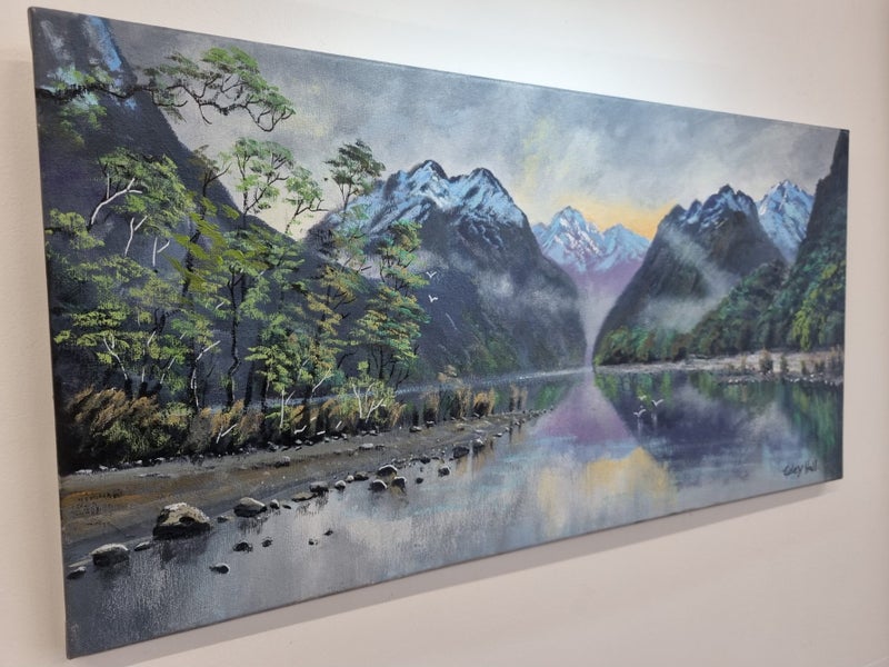 Sun Sets West Fiordland - Caley Hall Fine Art Original Oil Painting Carousel 8
