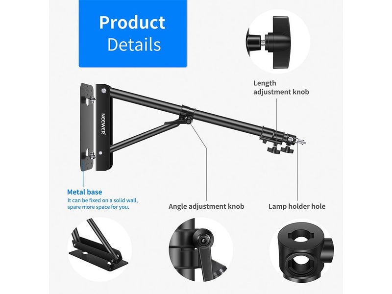 NEEWER 130cm Wall Mounting Triangle Boom Arm Carousel 7