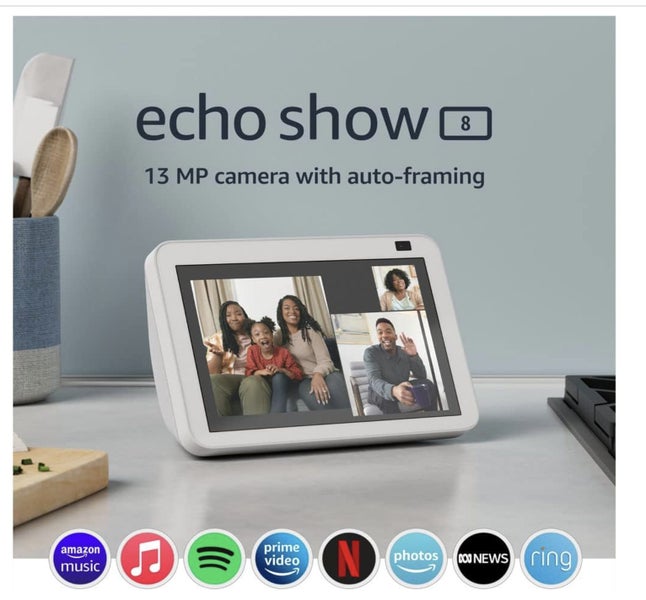 Echo Show 8 (2nd Gen) HD smart display with Alexa 13 MP camera | Glacier White Carousel 1