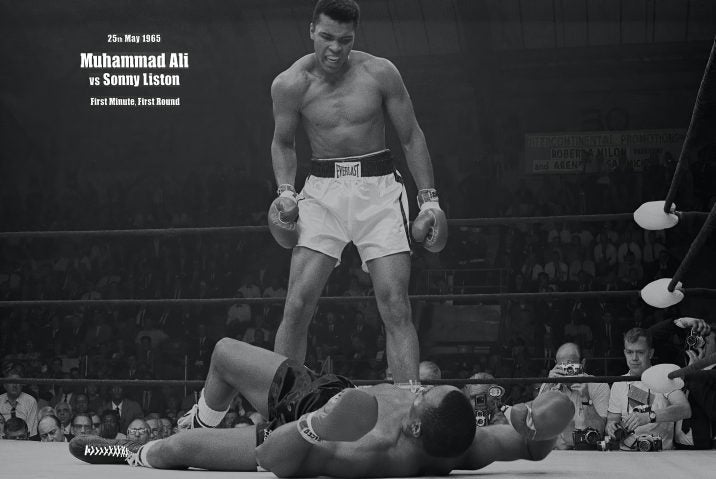 Framed $1 RESERVE 1 Panel Canvas Art Print - Muhammad Ali Carousel 1