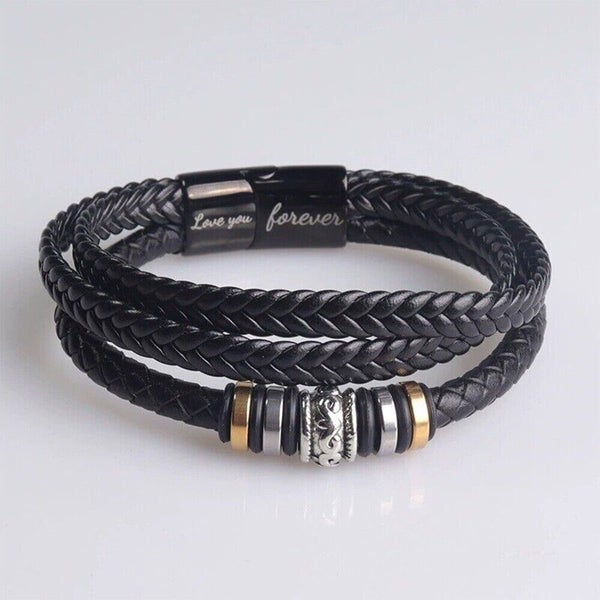 To My Son Love You Forever Leather Braided Bracelet Wristband + Gift Card Carousel 9