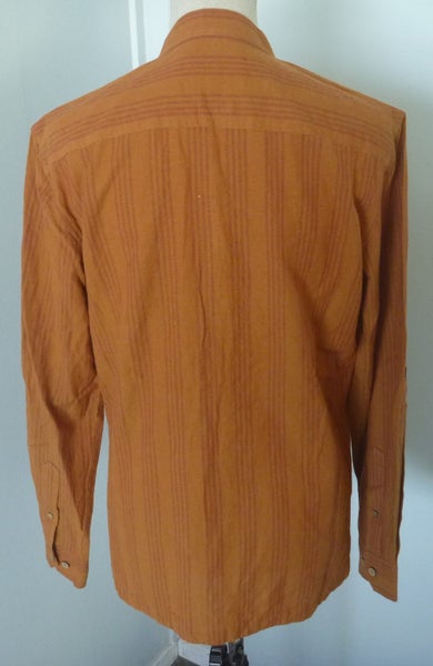 Vintage Rich Terracotta 60s Collarless Classic Shirt Mens Excellent Carousel 5