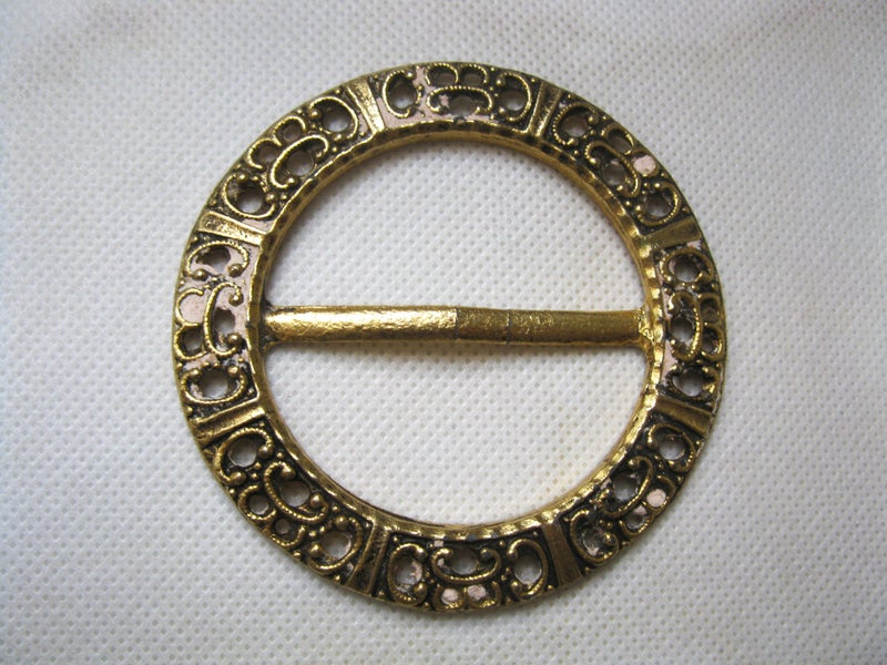 Ornate Gold-Tone Metal Vintage Belt Buckle Carousel 1