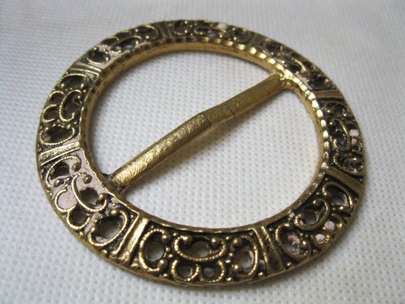 Ornate Gold-Tone Metal Vintage Belt Buckle Carousel 2