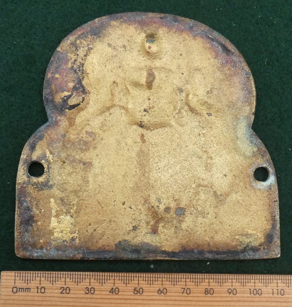 NICE Medium Antique JOHN PORT Patent MANCHESTER Safe-Maker's Brass LOGO Plaque Carousel 2