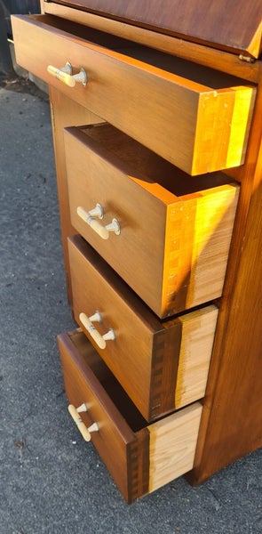 Timeless Mid-century teak hardwood drop-front desk Carousel 5