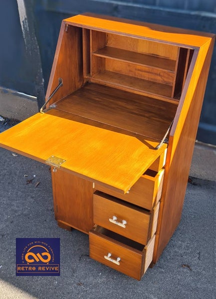 Timeless Mid-century teak hardwood drop-front desk Carousel 1