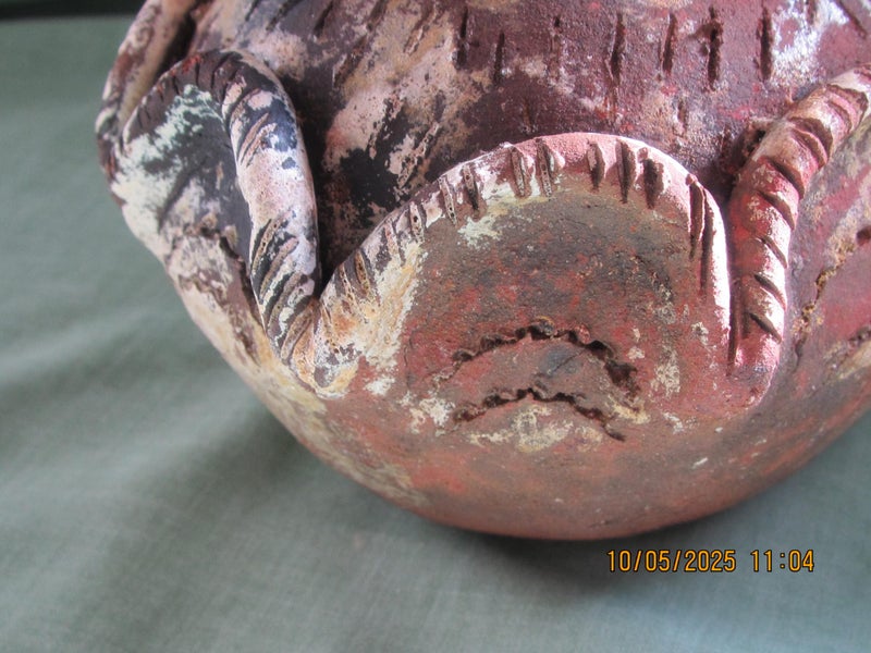 19th C, Lapita Water Pot, Fiji, Ornate Un-glazed,105 mm, VG Carousel 10