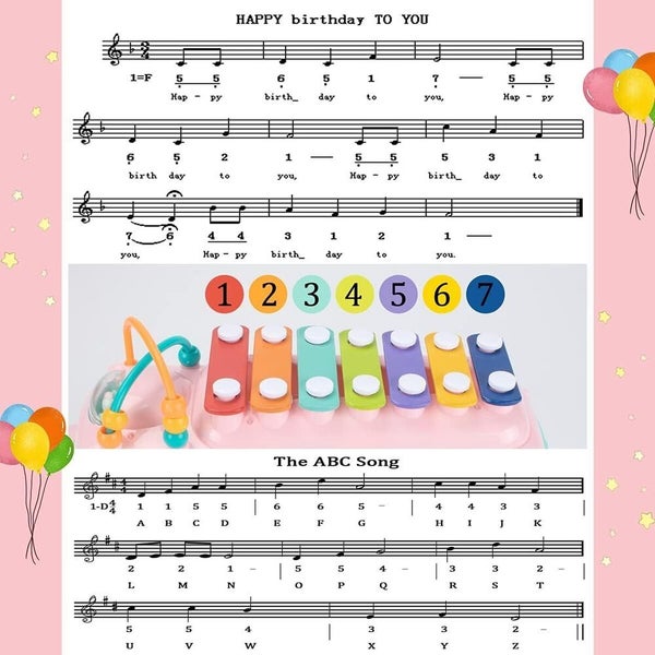 12 Months Up Musical Learning Toys Baby Bus Toys Xylophone Shape Early Education Carousel 2
