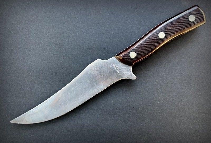 HUGE VINTAGE CARBON FIXED BLADE MADE BY U.S.A SCHRADE FOR SEARS *UNUSED - WOW* Carousel 2