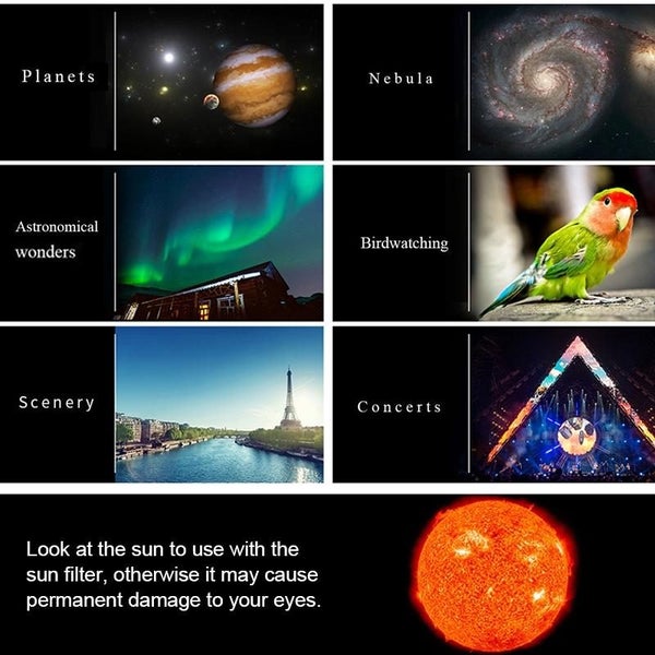 High Definition Times Astronomical Telescope With Tripod 16X / 66X70 Telescopes Carousel 7