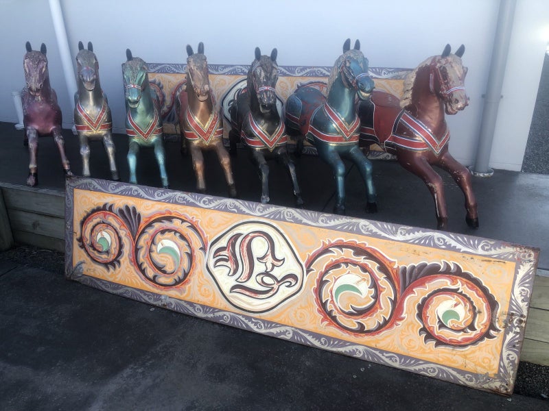 Old Carnival Carousel Horse & Top Art Cresting Panel Carousel 2